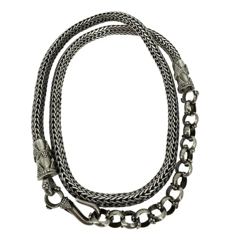 John Hardy Vintage Wheat Sterling Silver Chain Belt Necklace 34” Collectors Item